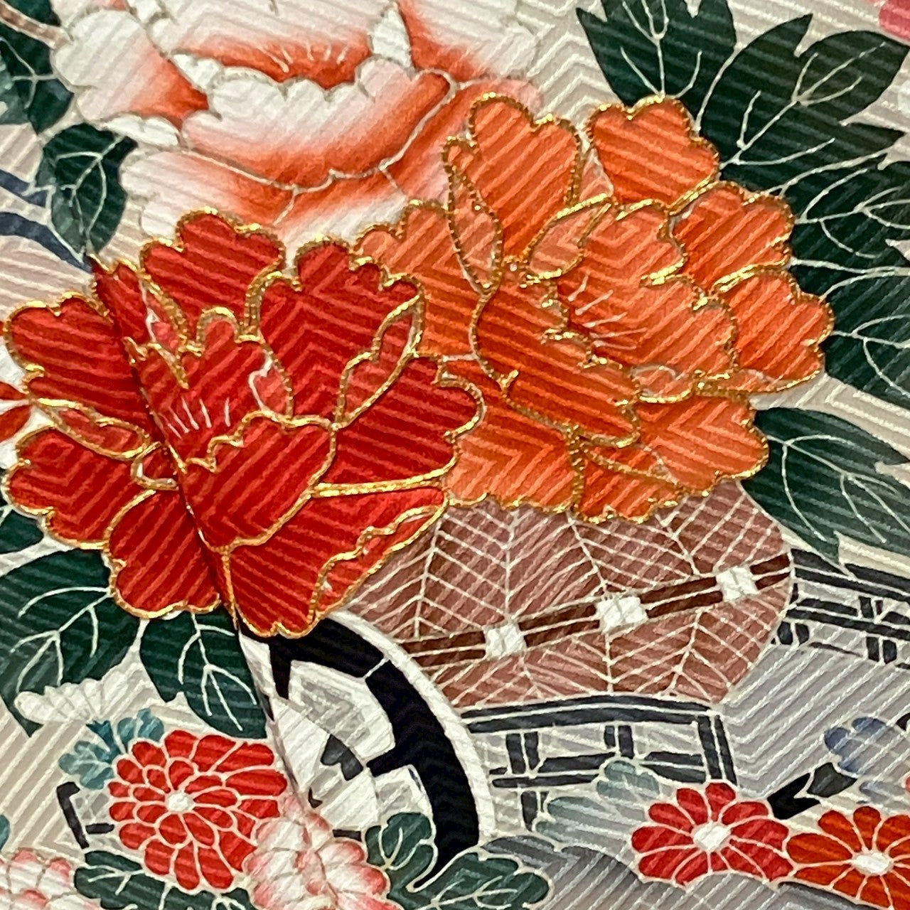 6782# Japanese Vintage Furisode Kimono Obi Obijime Obiage 4-Piece Set Silk Robe