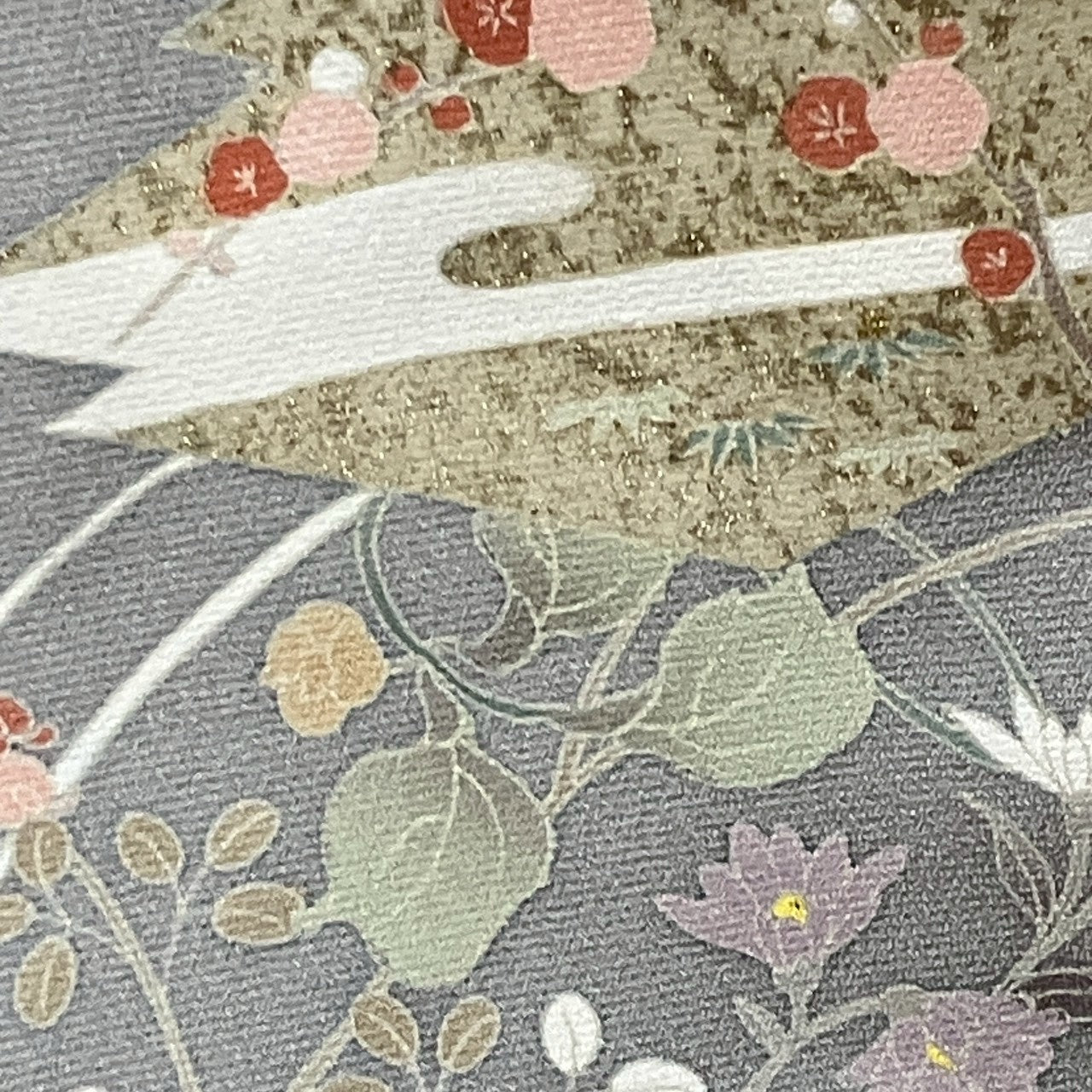 6785# Japanese Kimono Vintage Womens Silk Fabric Robe Kimono only sold Gray