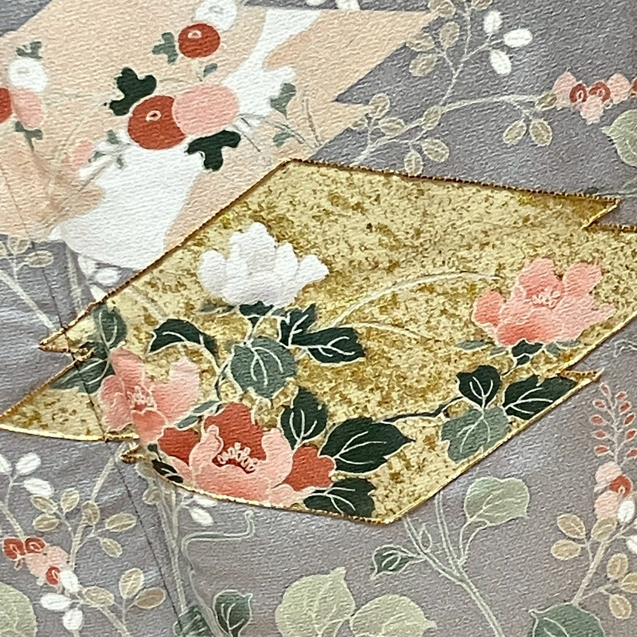 6785# Japanese Kimono Vintage Womens Silk Fabric Robe Kimono only sold Gray