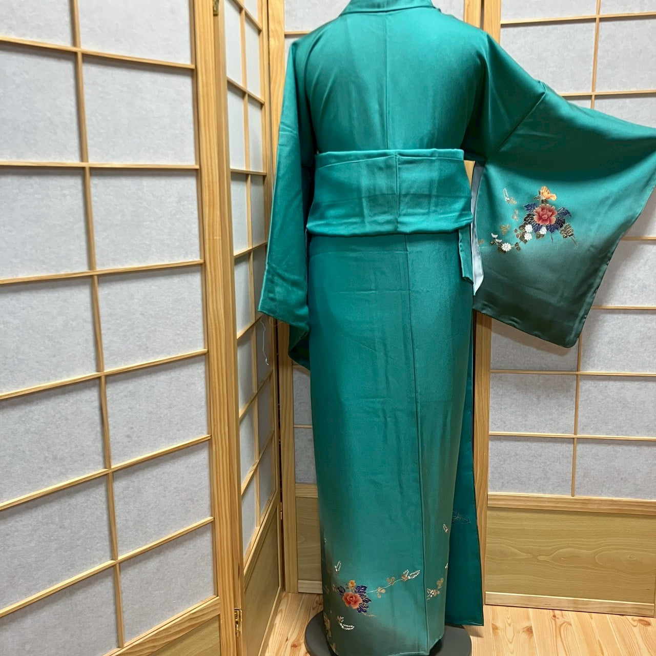 6786# Japanese Kimono Vintage Womens Silk Fabric Robe Kimono only sold Unused