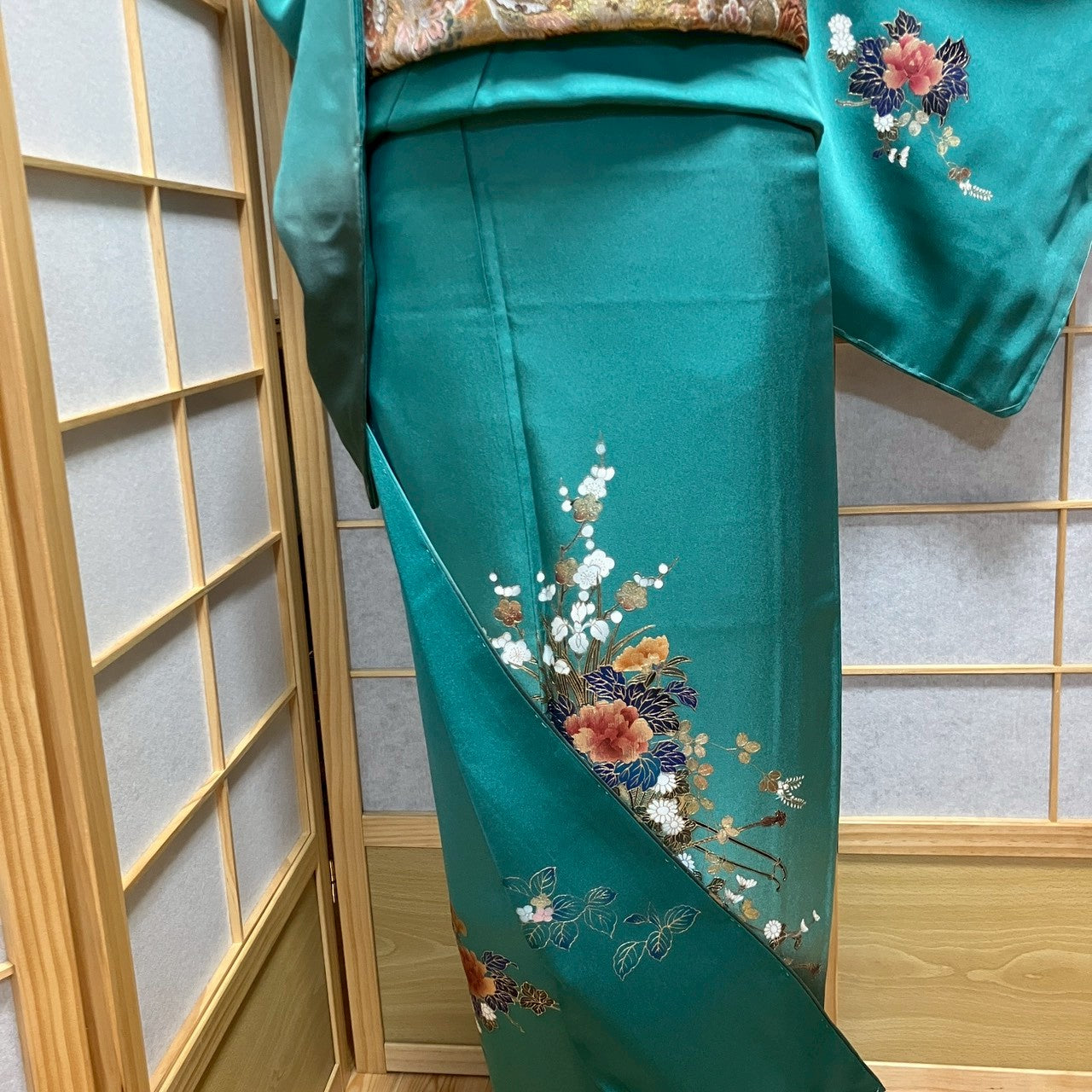 6786# Japanese Kimono Vintage Womens Silk Fabric Robe Kimono only sold Unused