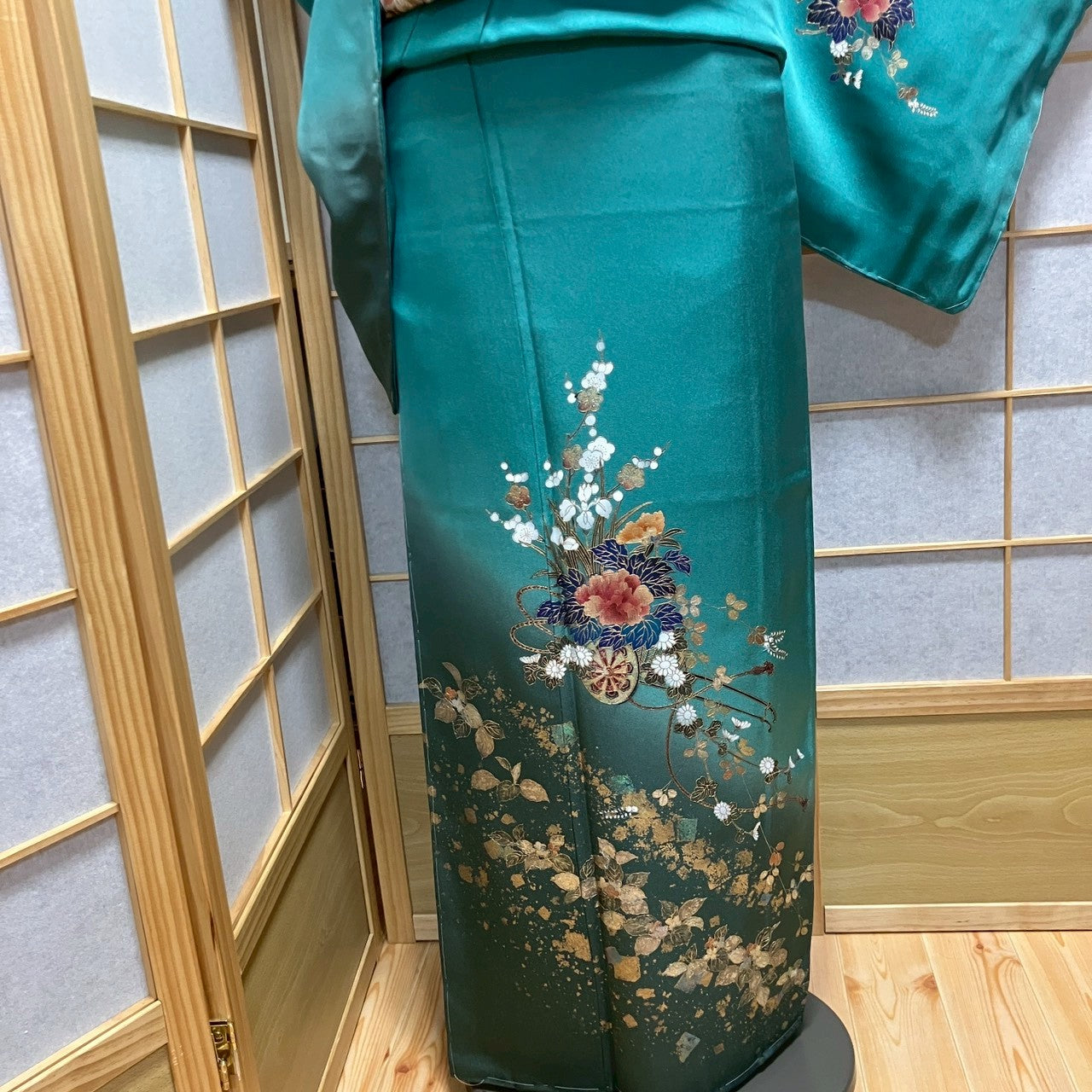 6786# Japanese Kimono Vintage Womens Silk Fabric Robe Kimono only sold Unused