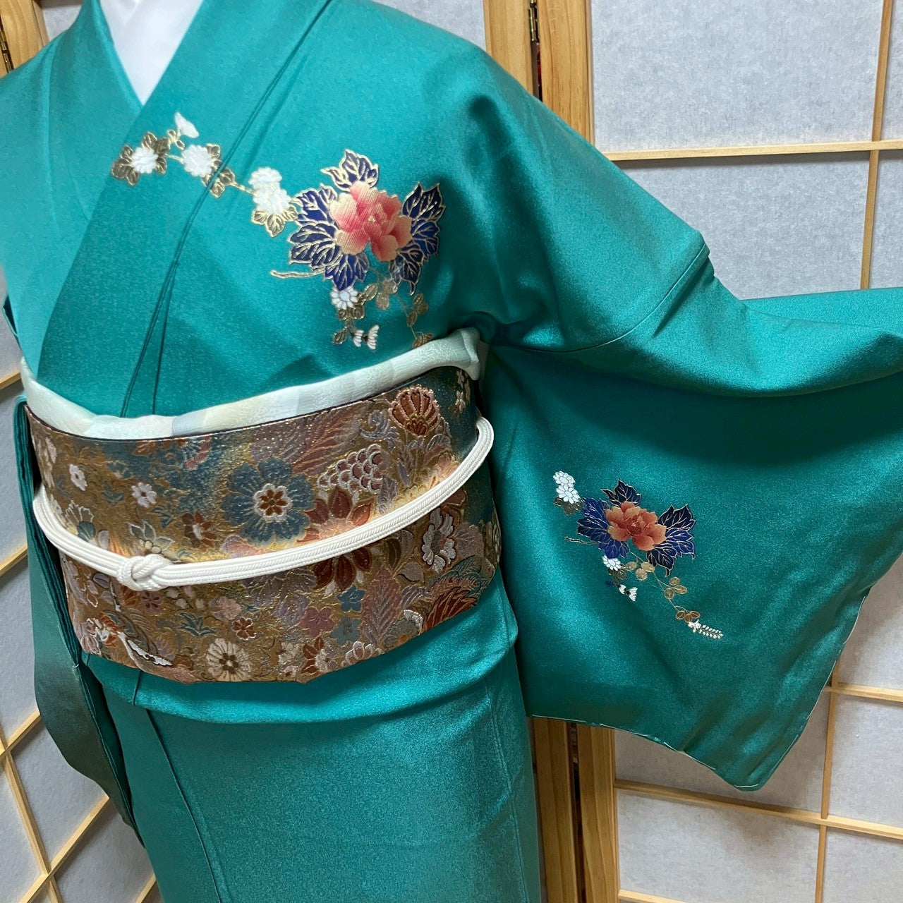 6786# Japanese Kimono Vintage Womens Silk Fabric Robe Kimono only sold Unused