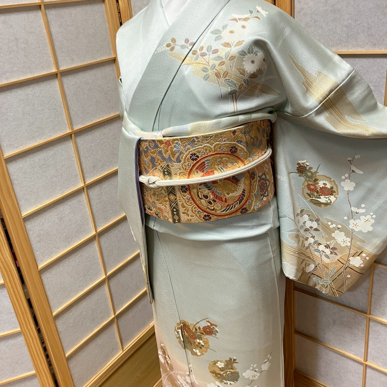 6787# Japanese Kimono Vintage Womens Silk Fabric Robe Kimono only sold