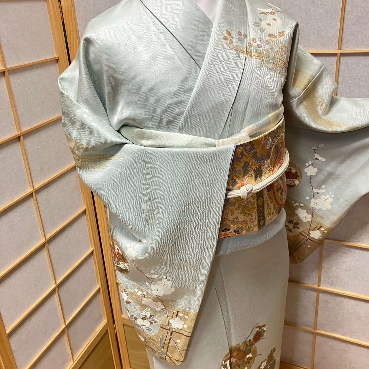 6787# Japanese Kimono Vintage Womens Silk Fabric Robe Kimono only sold