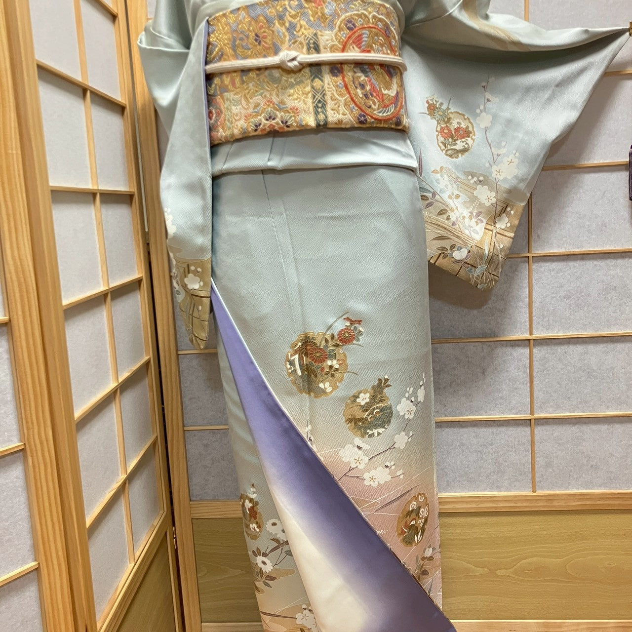 6787# Japanese Kimono Vintage Womens Silk Fabric Robe Kimono only sold