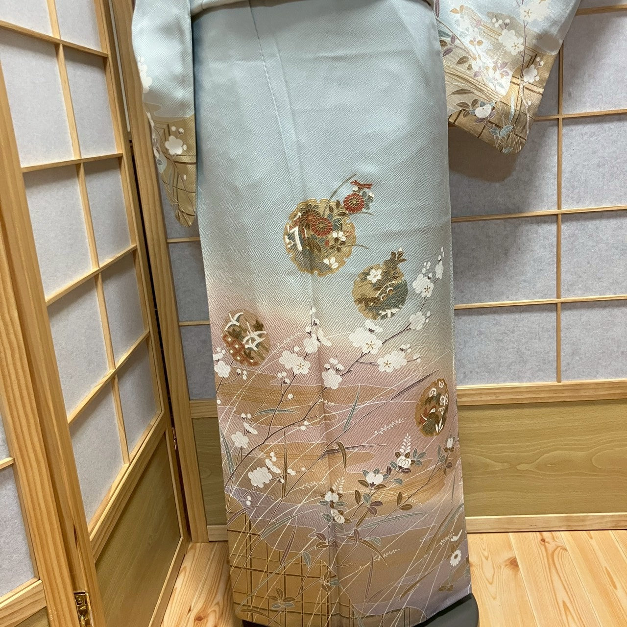 6787# Japanese Kimono Vintage Womens Silk Fabric Robe Kimono only sold