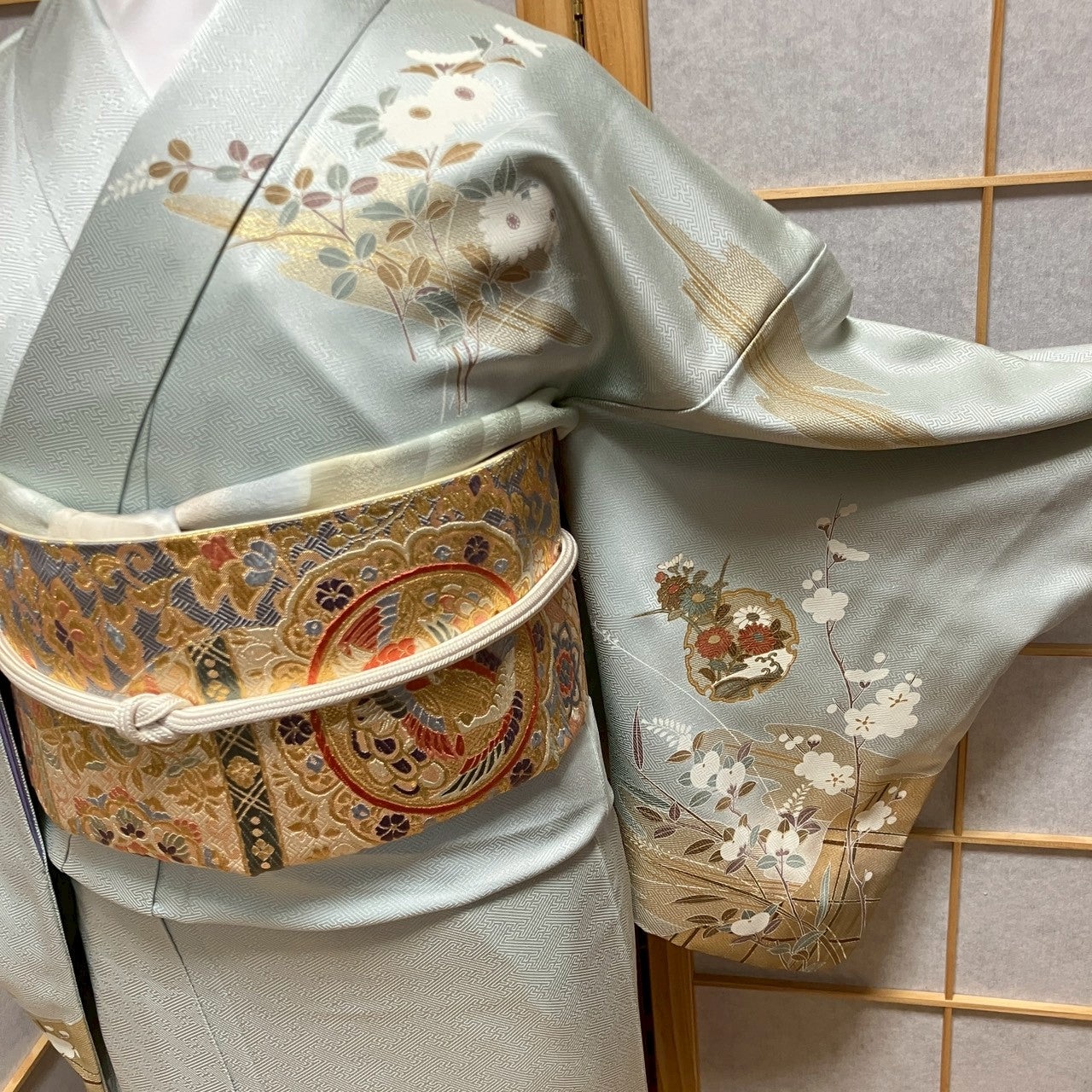 6787# Japanese Kimono Vintage Womens Silk Fabric Robe Kimono only sold