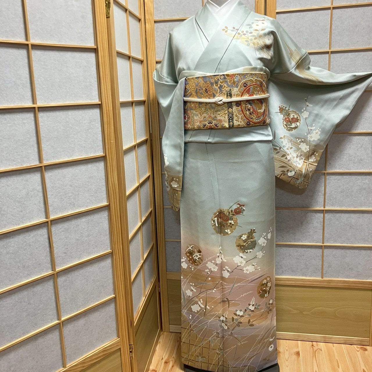 6787# Japanese Kimono Vintage Womens Silk Fabric Robe Kimono only sold