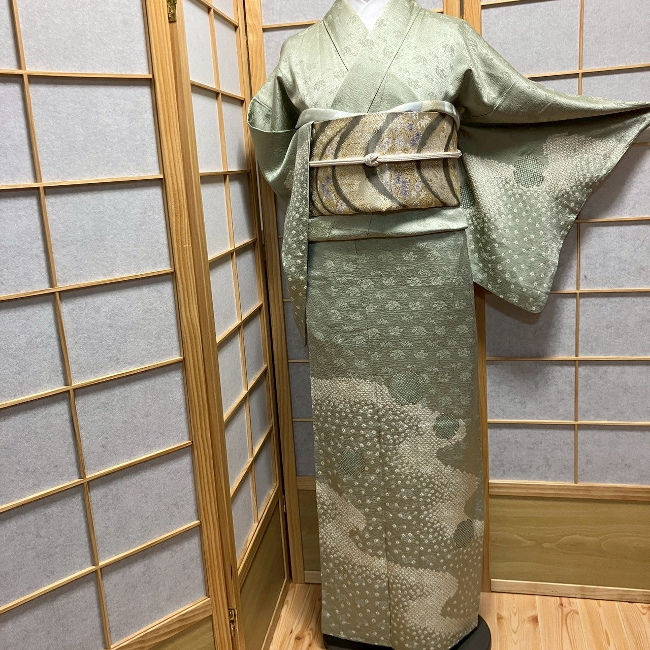 6788# Japanese Kimono Vintage Womens Silk Fabric Robe Kimono only sold Shibori