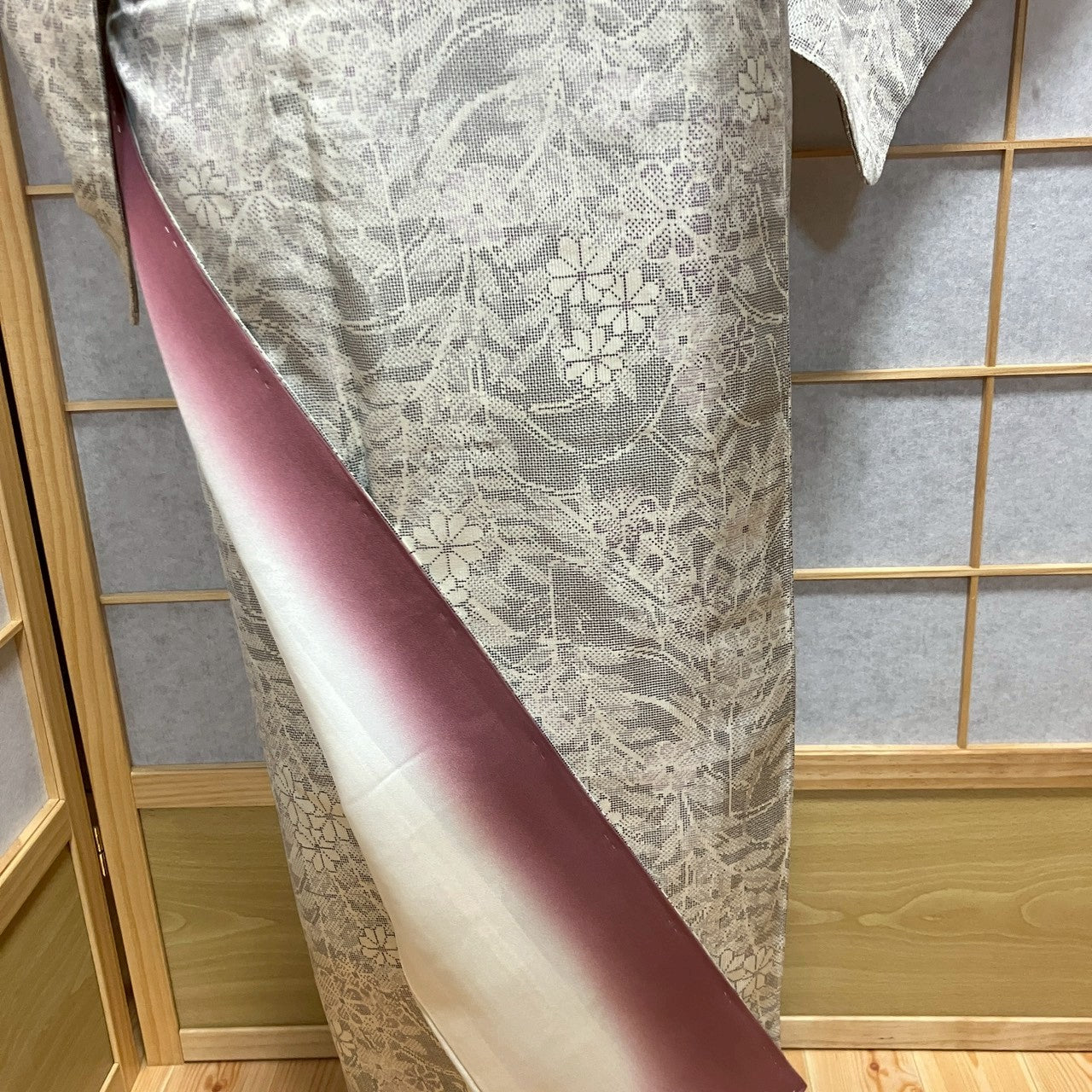 6793# Japanese Kimono Vintage Womens Silk Pongee Fabric Robe Kimono only sold