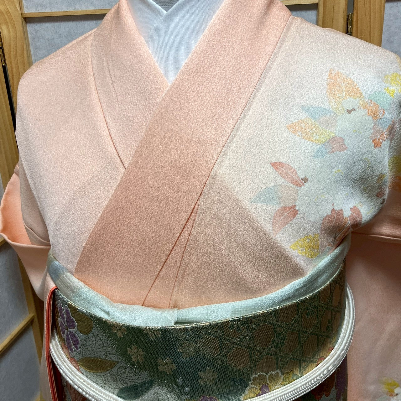 6794# Japanese Kimono Vintage Womens Silk Fabric Robe Kimono only sold Pink