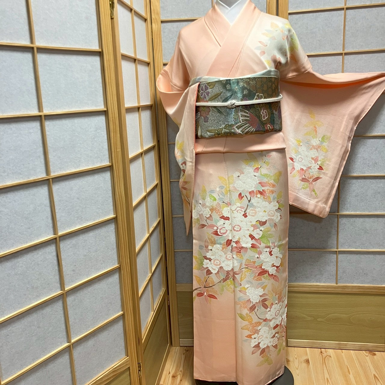 6794# Japanese Kimono Vintage Womens Silk Fabric Robe Kimono only sold Pink