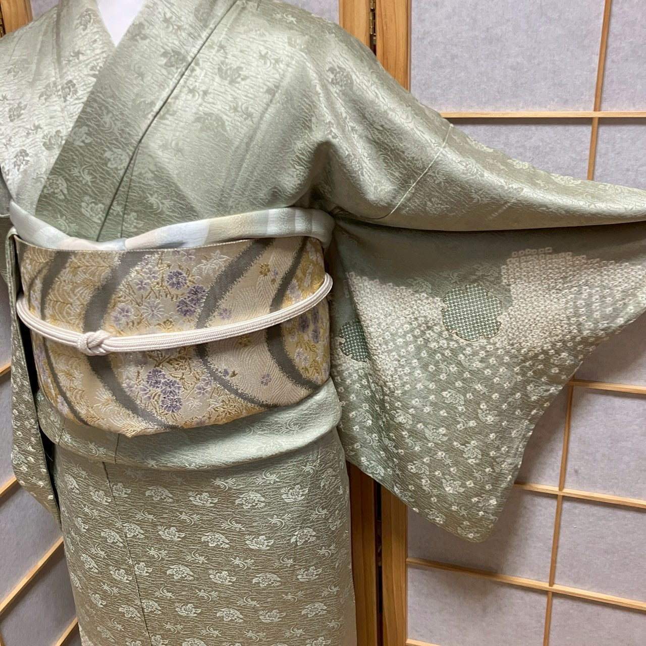 6788# Japanese Kimono Vintage Womens Silk Fabric Robe Kimono only sold Shibori