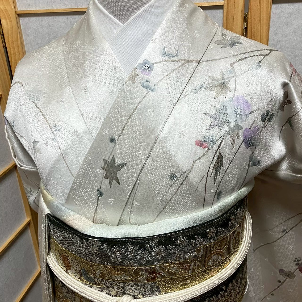 7164# Japanese Kimono Vintage Womens Silk Fabric Robe Kimono only sold