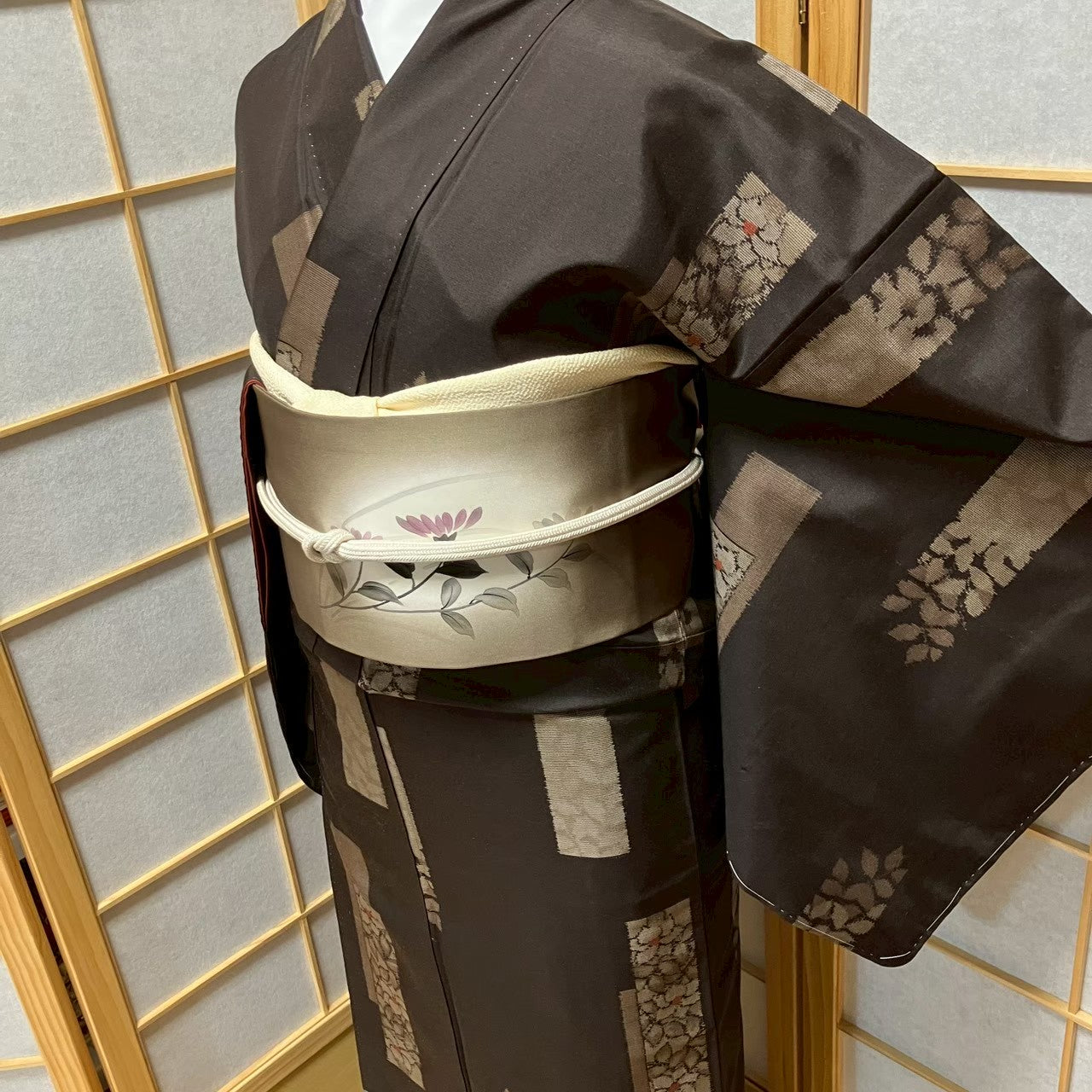 7165# Japanese Kimono Vintage Womens Silk Pongee Fabric Robe Kimono only sold