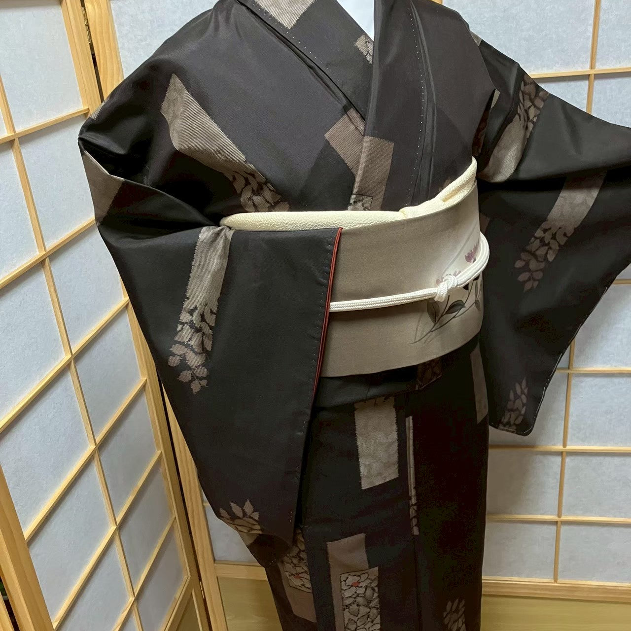 7165# Japanese Kimono Vintage Womens Silk Pongee Fabric Robe Kimono only sold