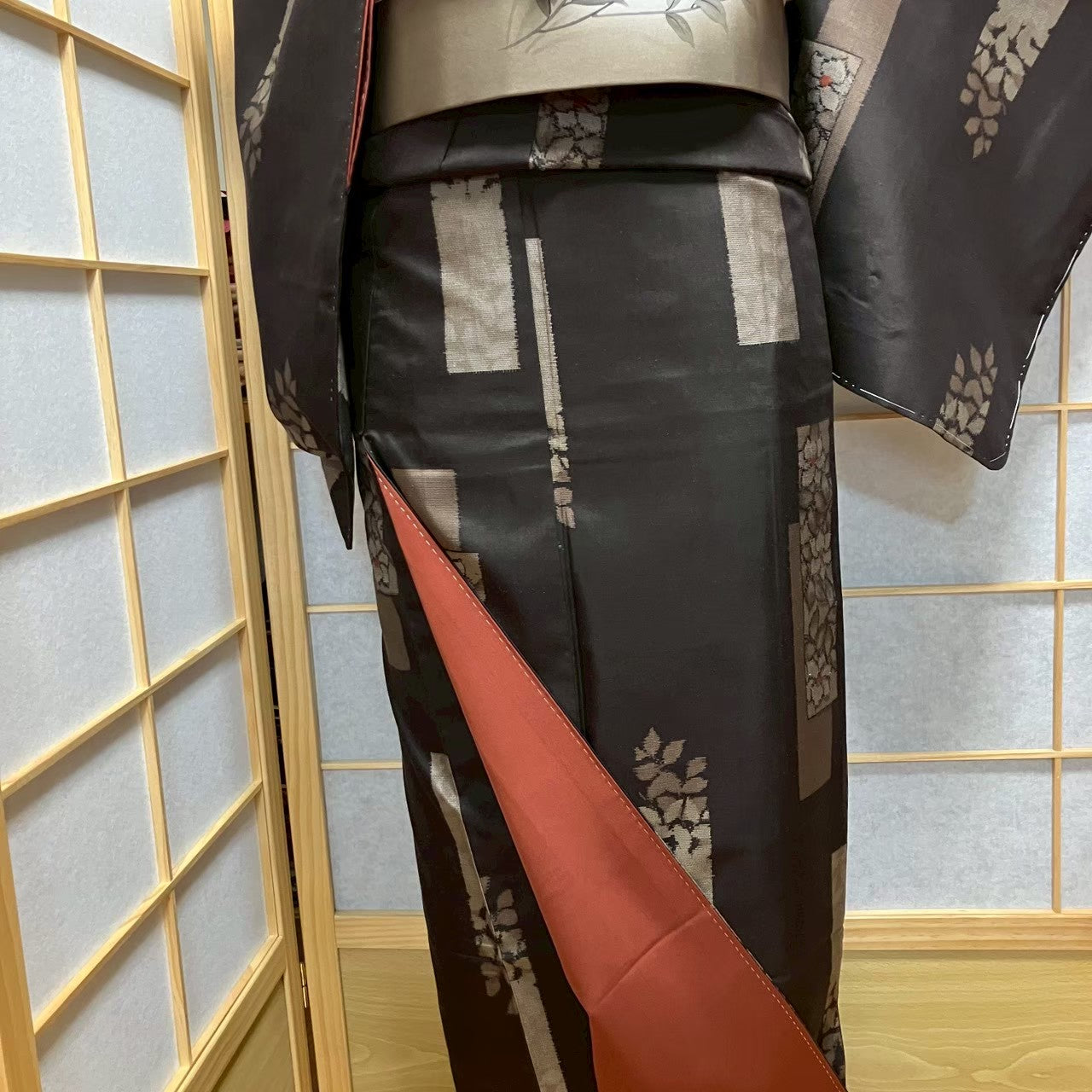 7165# Japanese Kimono Vintage Womens Silk Pongee Fabric Robe Kimono only sold