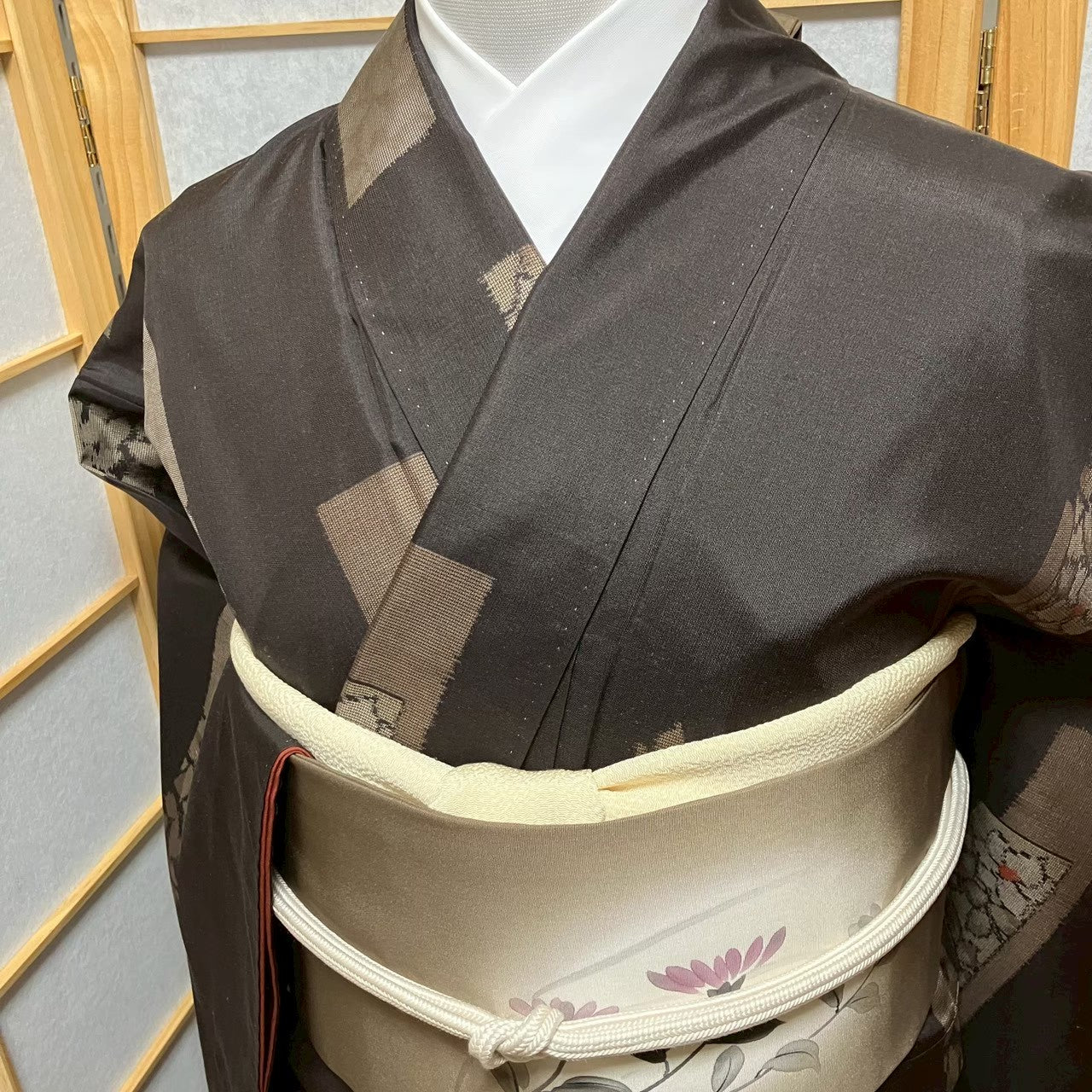 7165# Japanese Kimono Vintage Womens Silk Pongee Fabric Robe Kimono only sold