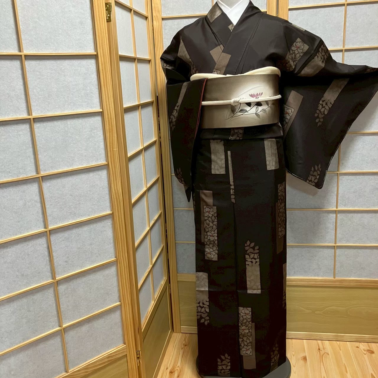 7165# Japanese Kimono Vintage Womens Silk Pongee Fabric Robe Kimono only sold