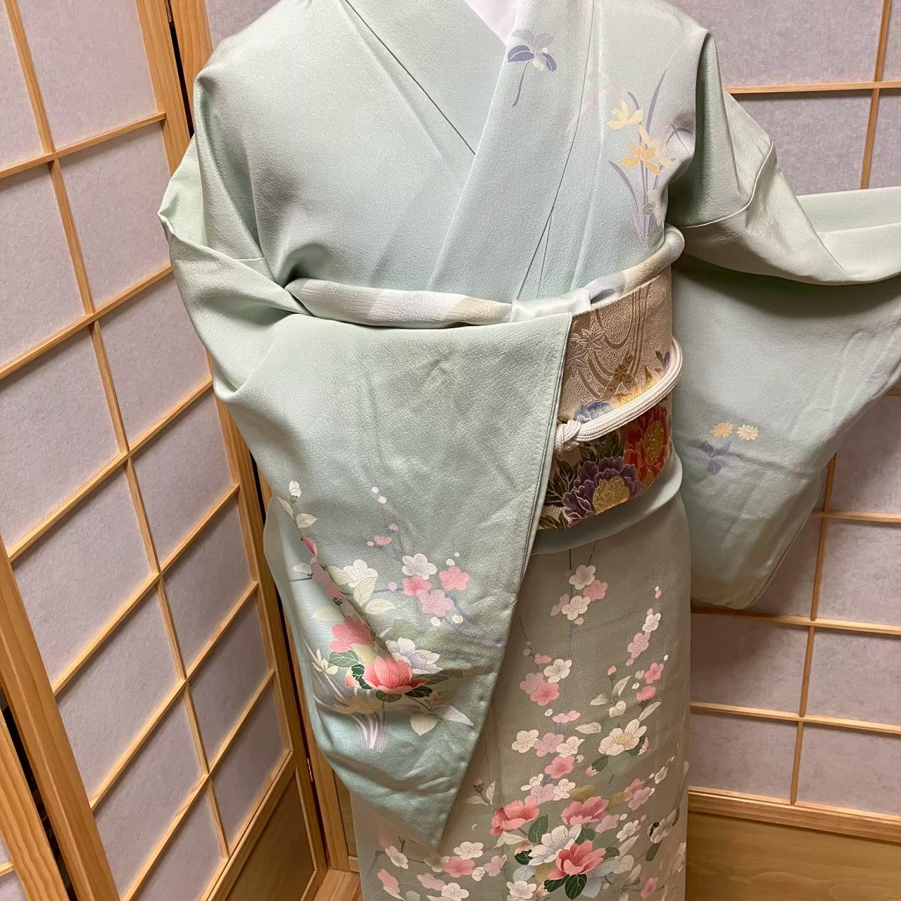 7166# Japanese Kimono Vintage Womens Silk Fabric Robe Kimono only sold