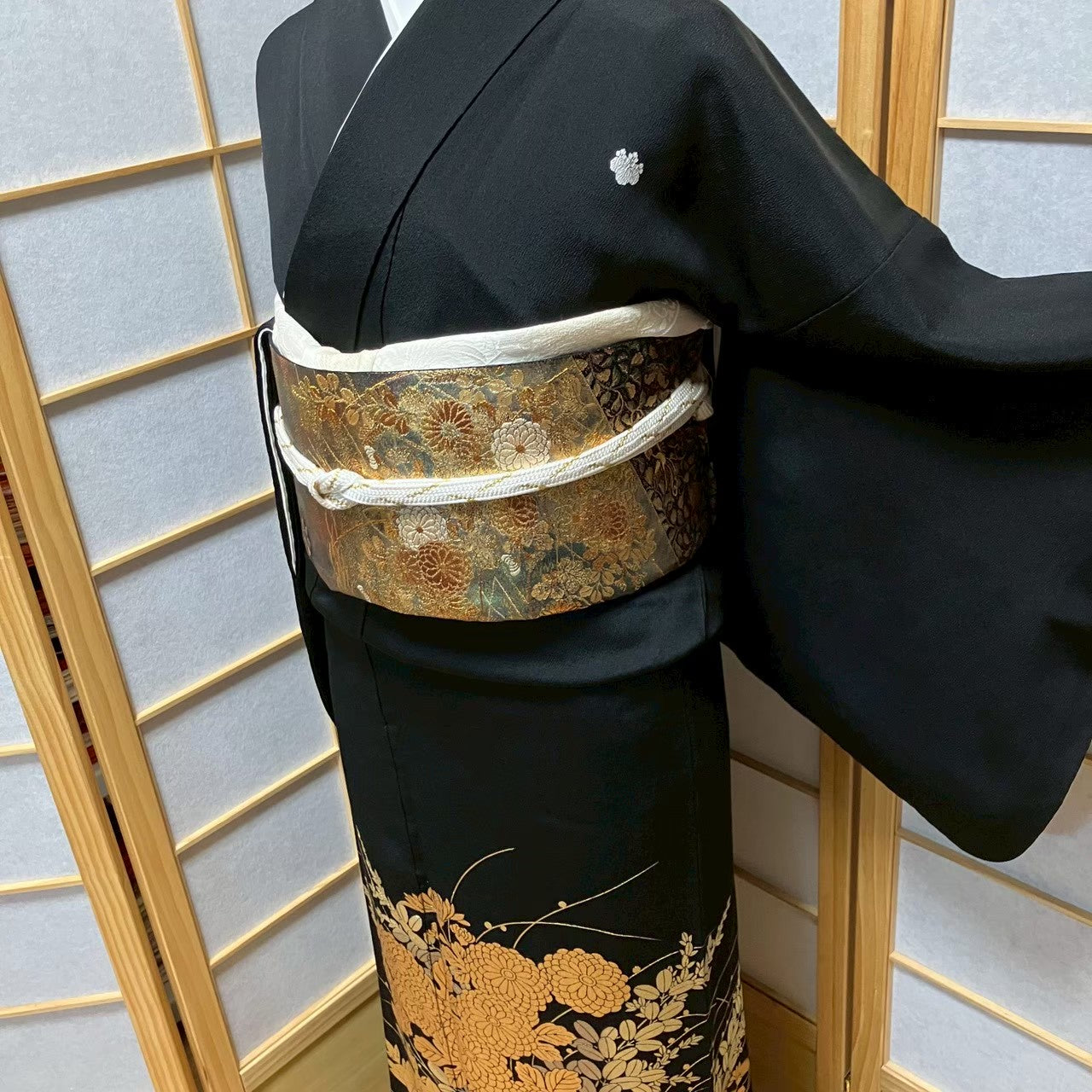 7167# Japanese Tomesode Kimono Vintage Womens Silk Fabric Robe Kimono only sold