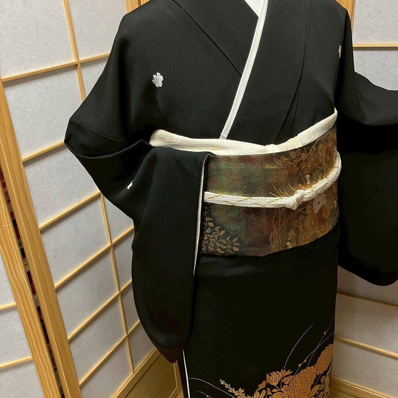 7167# Japanese Tomesode Kimono Vintage Womens Silk Fabric Robe Kimono only sold