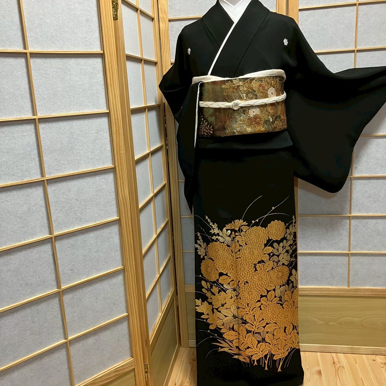 7167# Japanese Tomesode Kimono Vintage Womens Silk Fabric Robe Kimono only sold