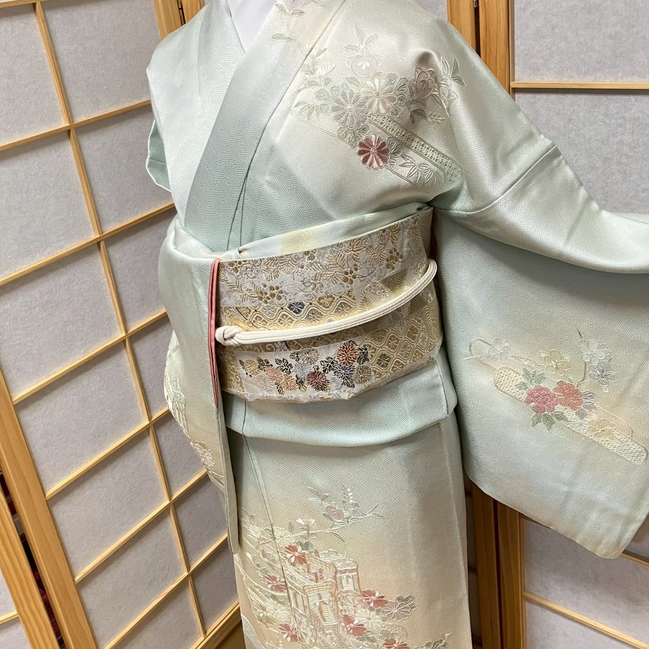 7169# Japanese Kimono Vintage Womens Silk Fabric Robe Kimono only sold