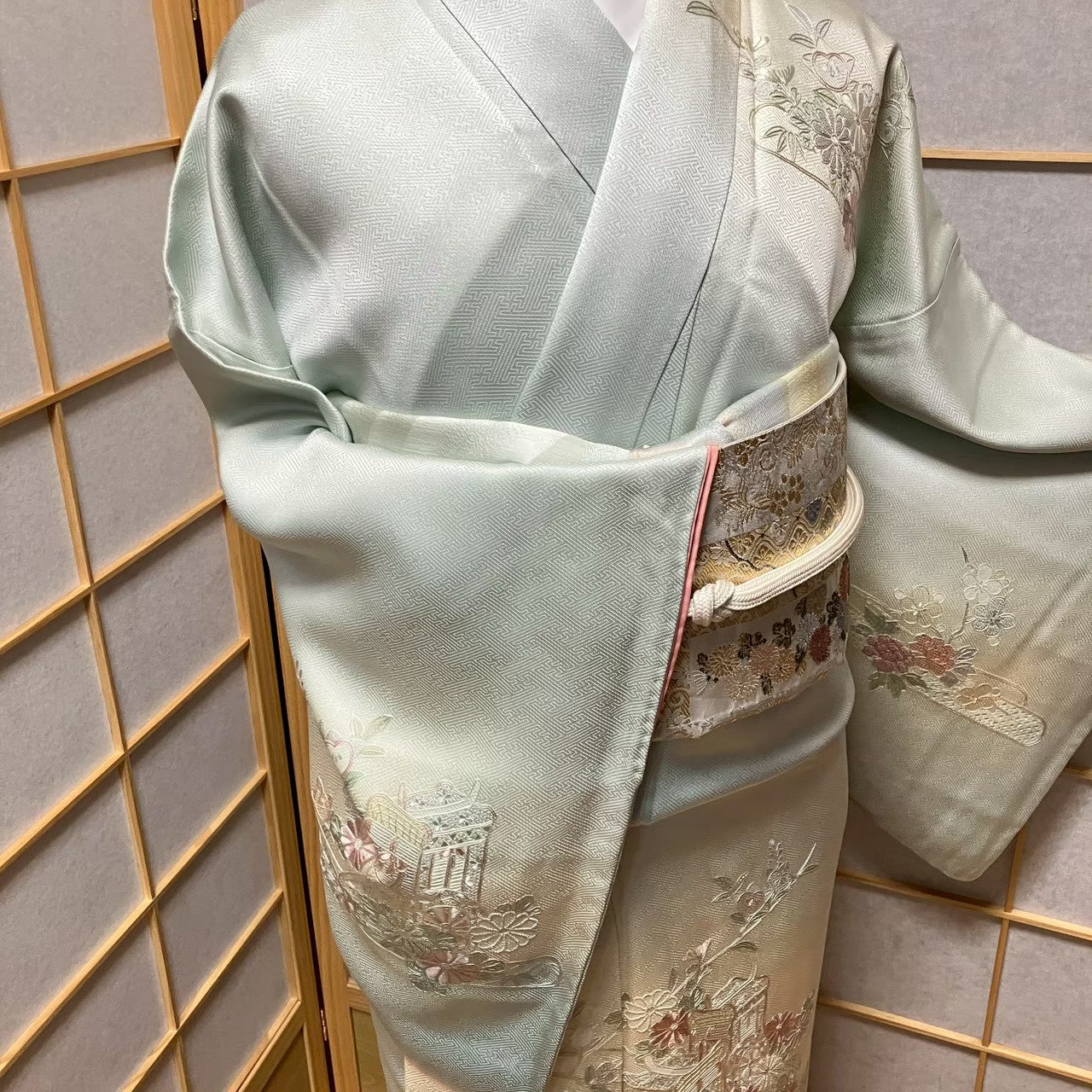 7169# Japanese Kimono Vintage Womens Silk Fabric Robe Kimono only sold