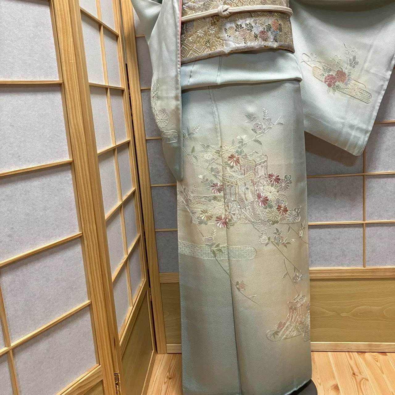 7169# Japanese Kimono Vintage Womens Silk Fabric Robe Kimono only sold