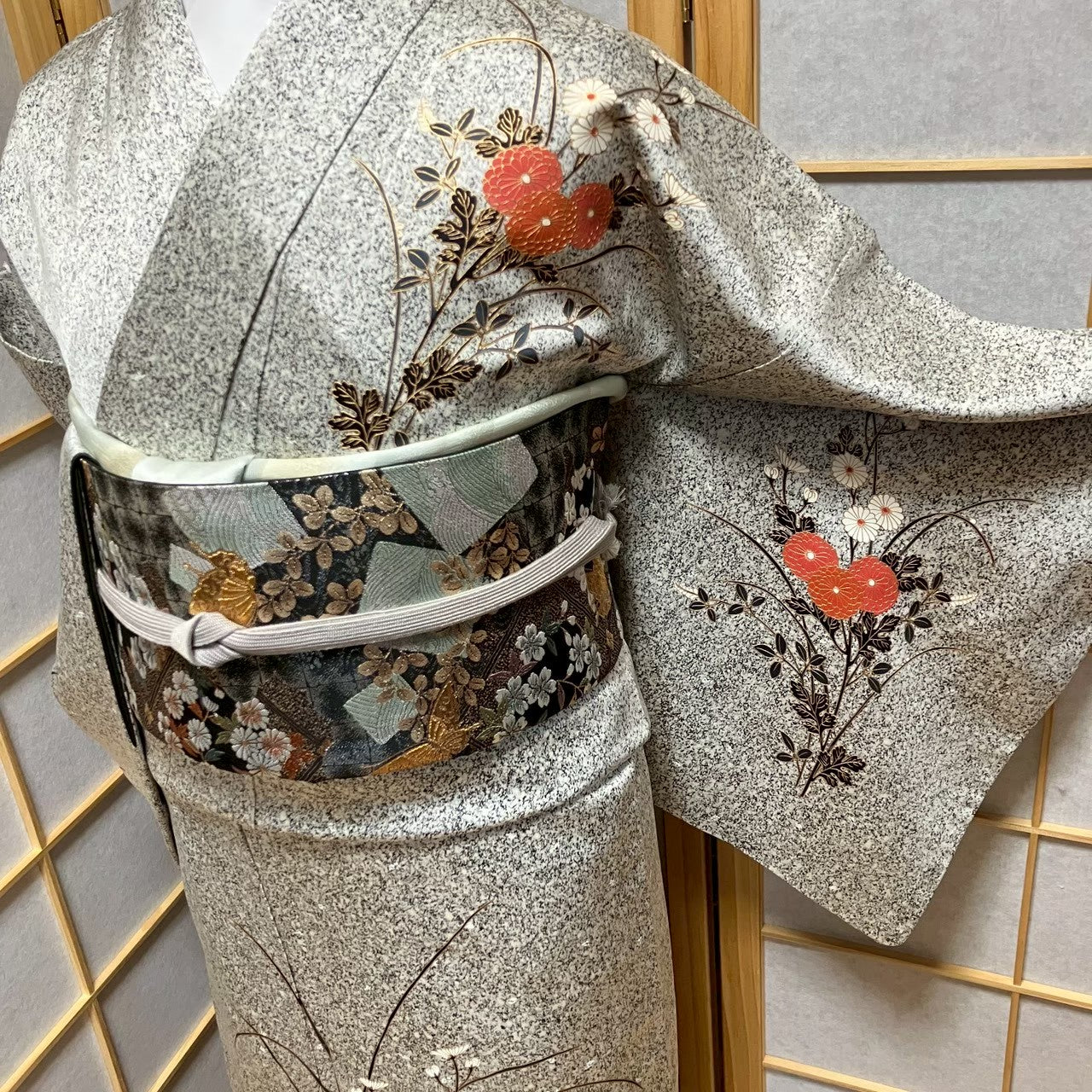 7171# Japanese Kimono Vintage Womens Silk Fabric Robe Kimono only sold