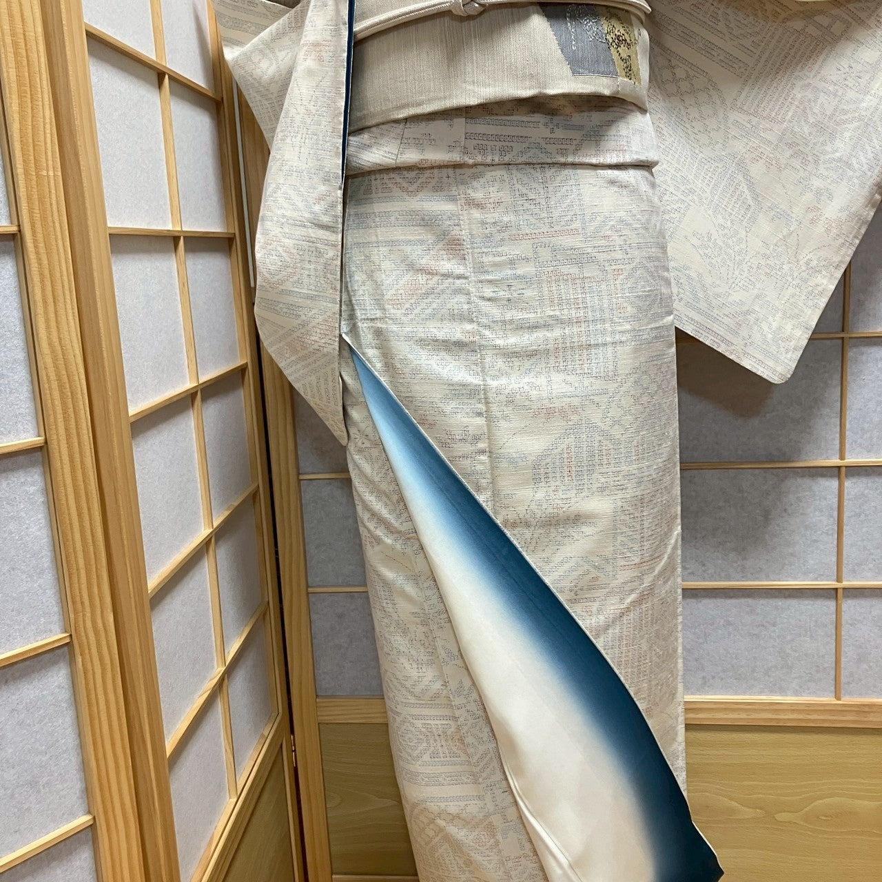 7113# Japanese Kimono Vintage Womens Silk Pongee Fabric Robe Kimono only sold