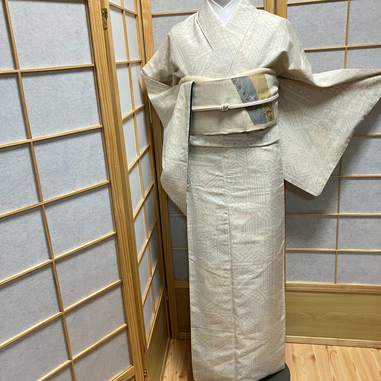 7113# Japanese Kimono Vintage Womens Silk Pongee Fabric Robe Kimono only sold