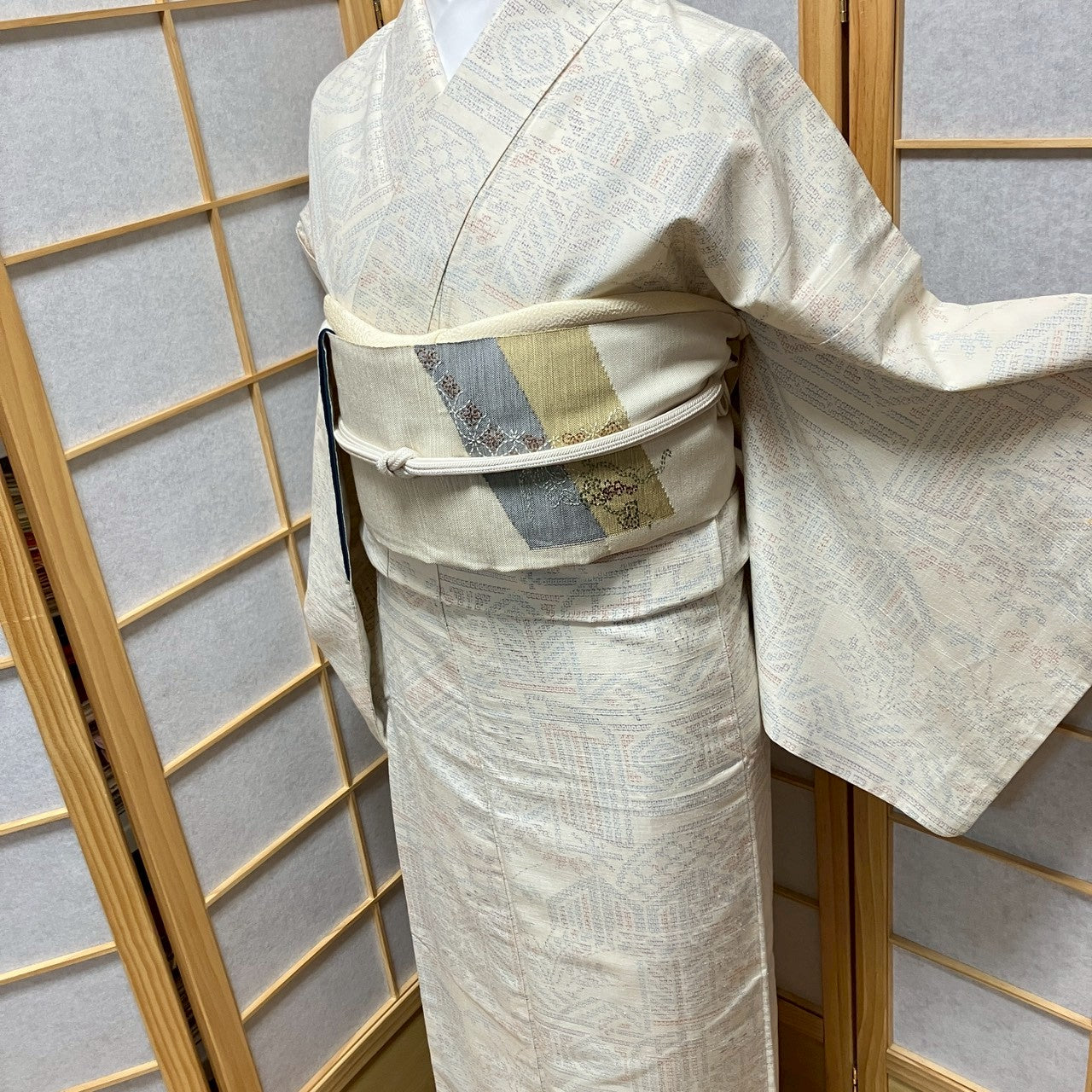 7113# Japanese Kimono Vintage Womens Silk Pongee Fabric Robe Kimono only sold