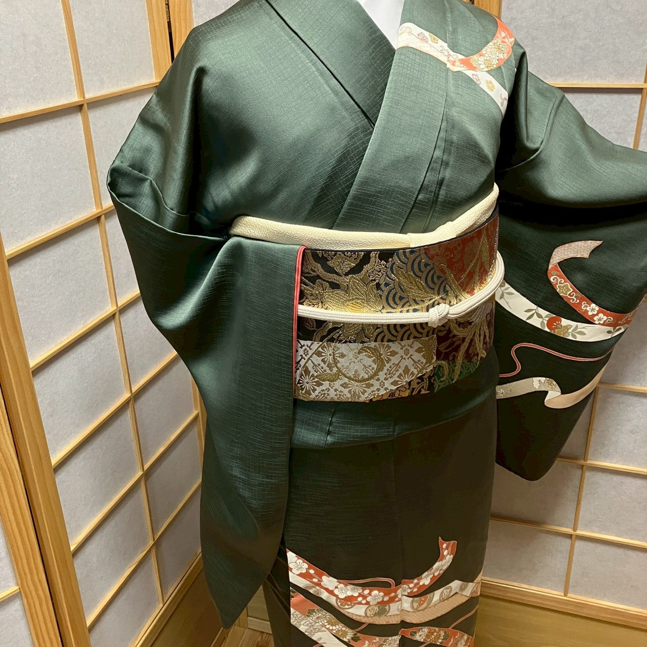 7126# Japanese Kimono Vintage Womens Silk Fabric Robe Kimono only sold