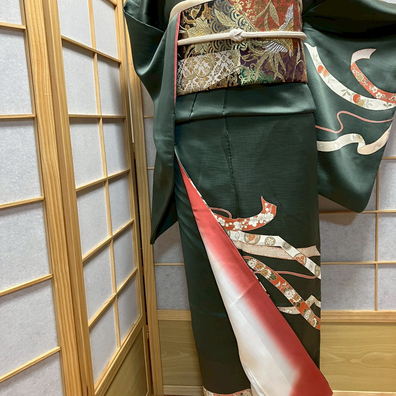 7126# Japanese Kimono Vintage Womens Silk Fabric Robe Kimono only sold