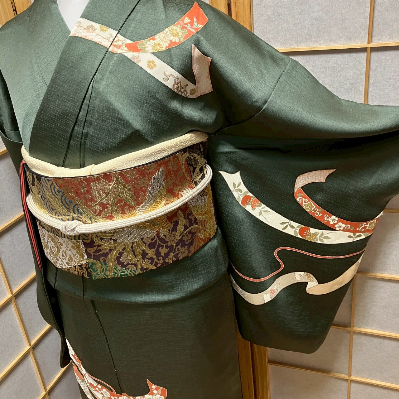 7126# Japanese Kimono Vintage Womens Silk Fabric Robe Kimono only sold