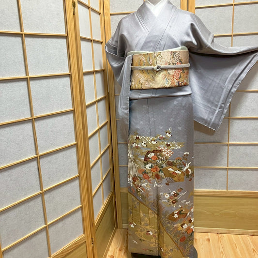 7127# Japanese Tomesode Kimono Vintage Womens Silk Fabric Robe Kimono only sold