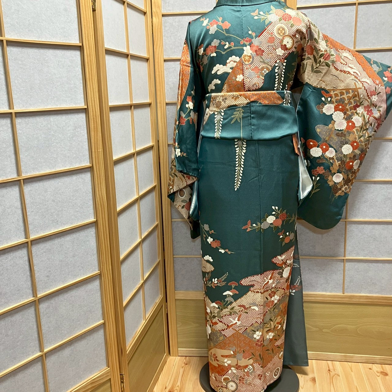 7128# Japanese Kimono Vintage Womens Silk Fabric Robe Kimono only sold