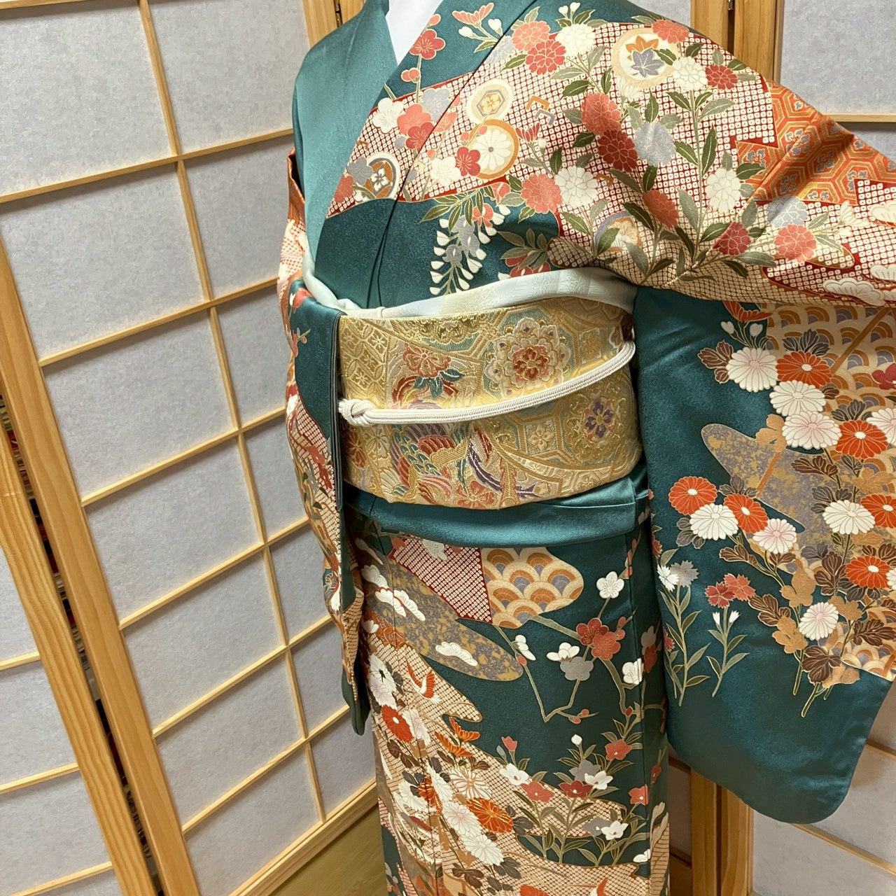 7128# Japanese Kimono Vintage Womens Silk Fabric Robe Kimono only sold