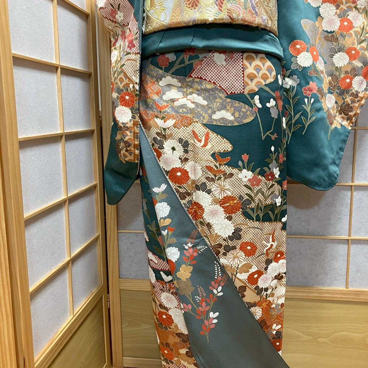 7128# Japanese Kimono Vintage Womens Silk Fabric Robe Kimono only sold