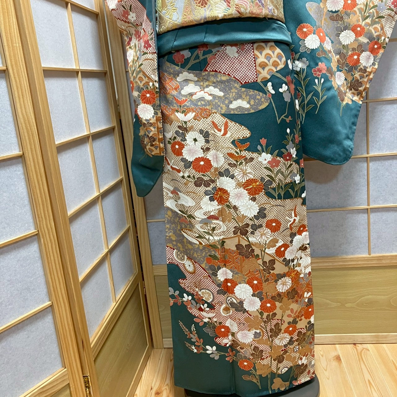 7128# Japanese Kimono Vintage Womens Silk Fabric Robe Kimono only sold