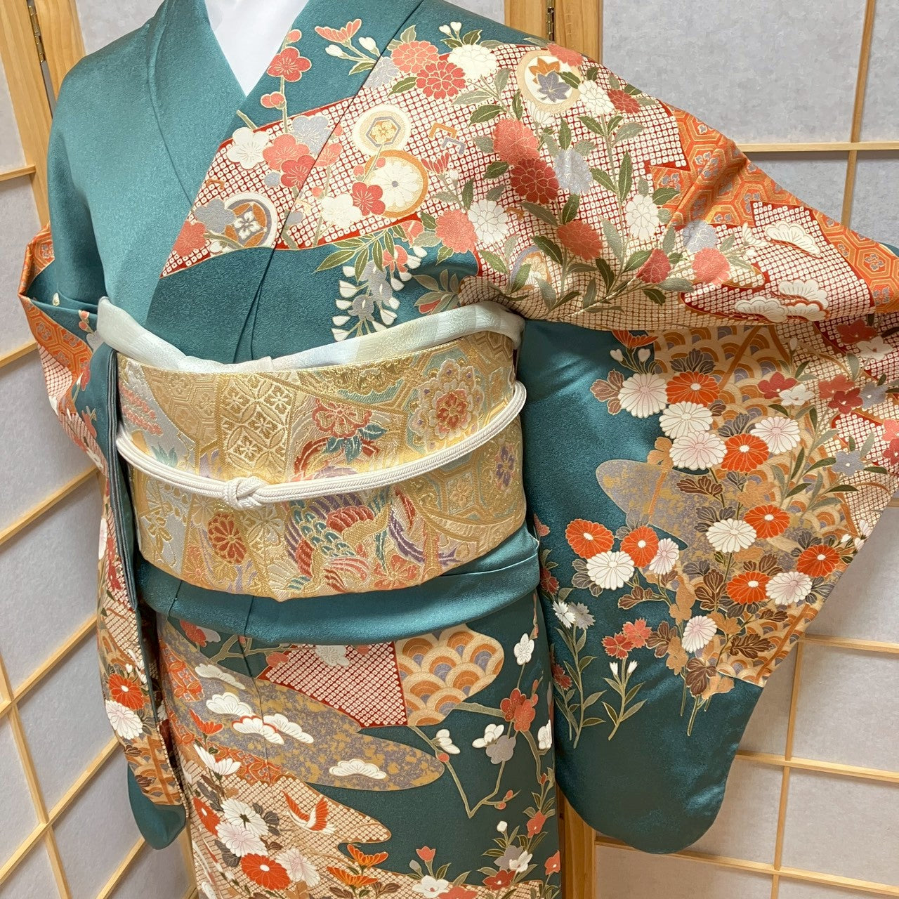 7128# Japanese Kimono Vintage Womens Silk Fabric Robe Kimono only sold