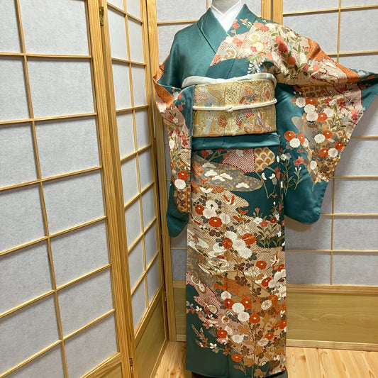 7128# Japanese Kimono Vintage Womens Silk Fabric Robe Kimono only sold