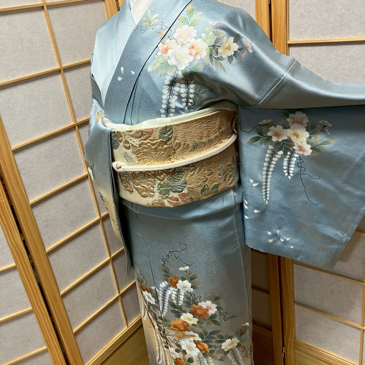 7131# Japanese Kimono Vintage Womens Silk Fabric Robe Kimono only sold