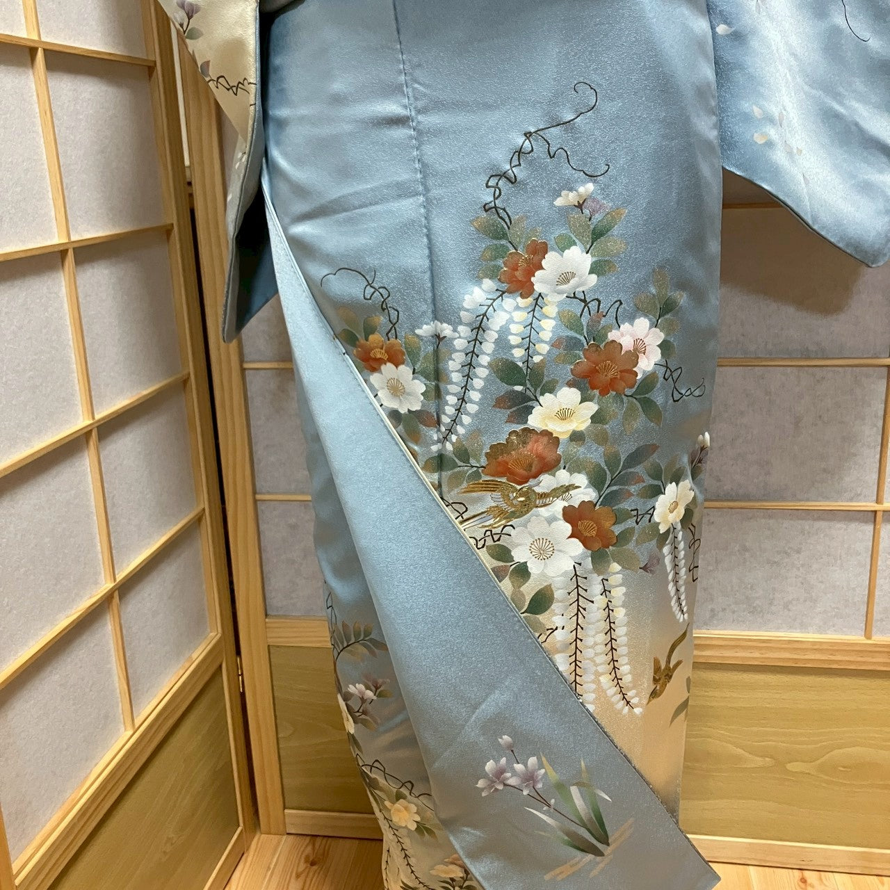 7131# Japanese Kimono Vintage Womens Silk Fabric Robe Kimono only sold