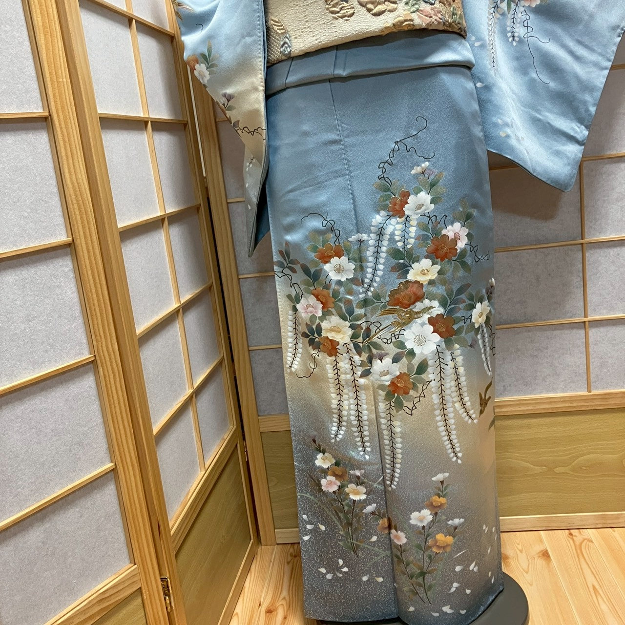 7131# Japanese Kimono Vintage Womens Silk Fabric Robe Kimono only sold