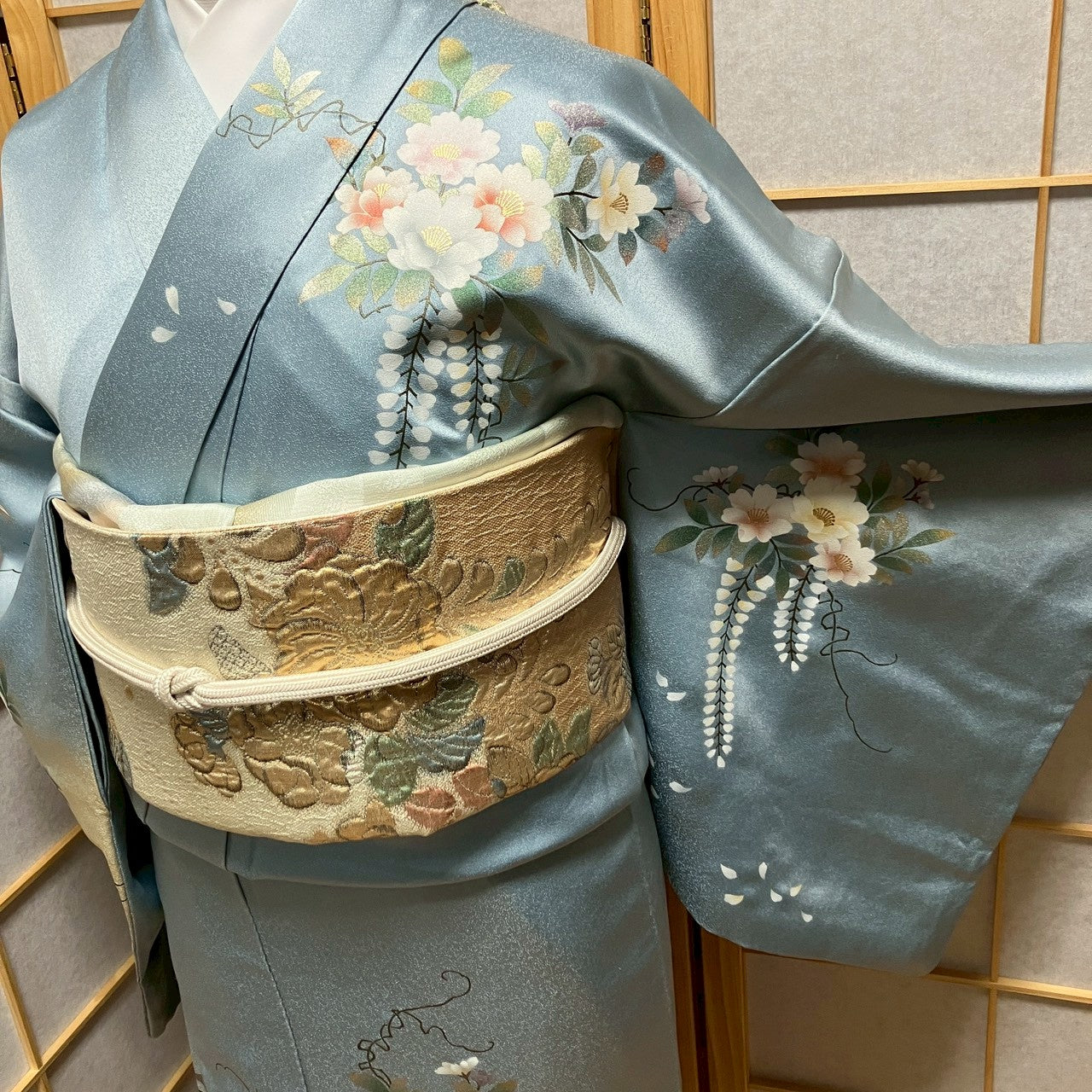 7131# Japanese Kimono Vintage Womens Silk Fabric Robe Kimono only sold