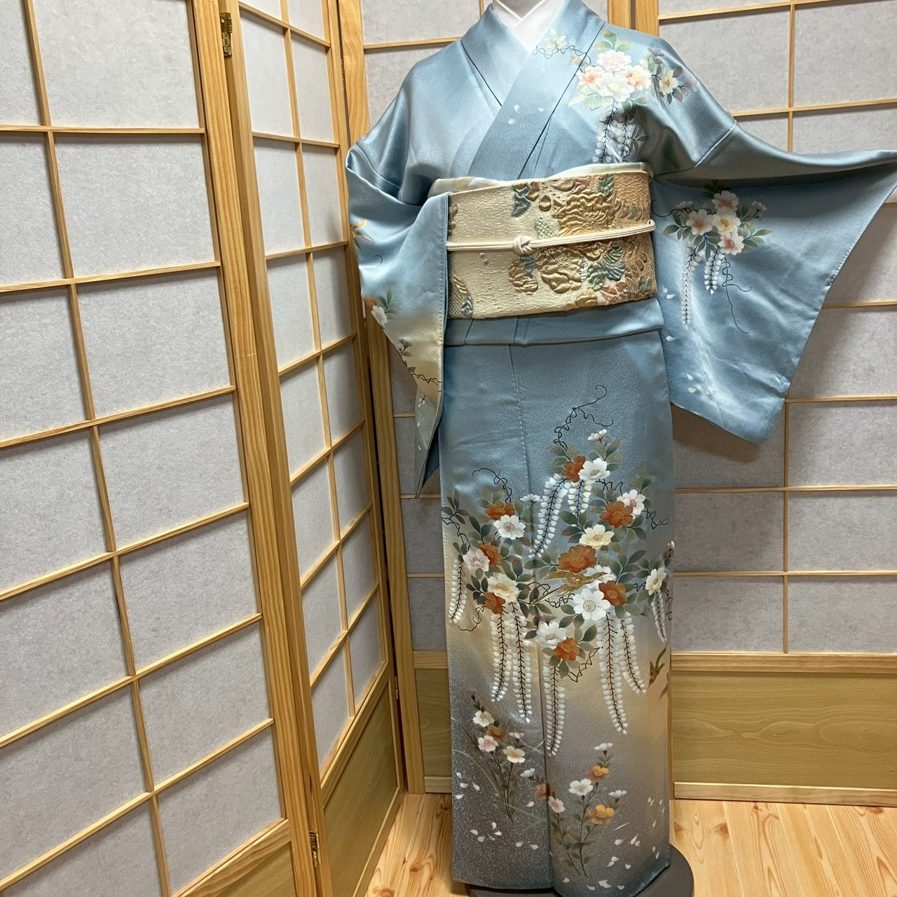 7131# Japanese Kimono Vintage Womens Silk Fabric Robe Kimono only sold